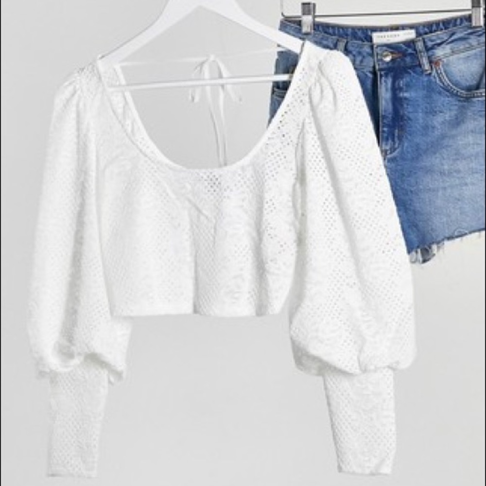 Topshop white Lace top